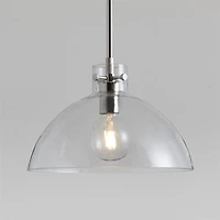 Dakota Chrome Pendant Light with Clear Glass Dome