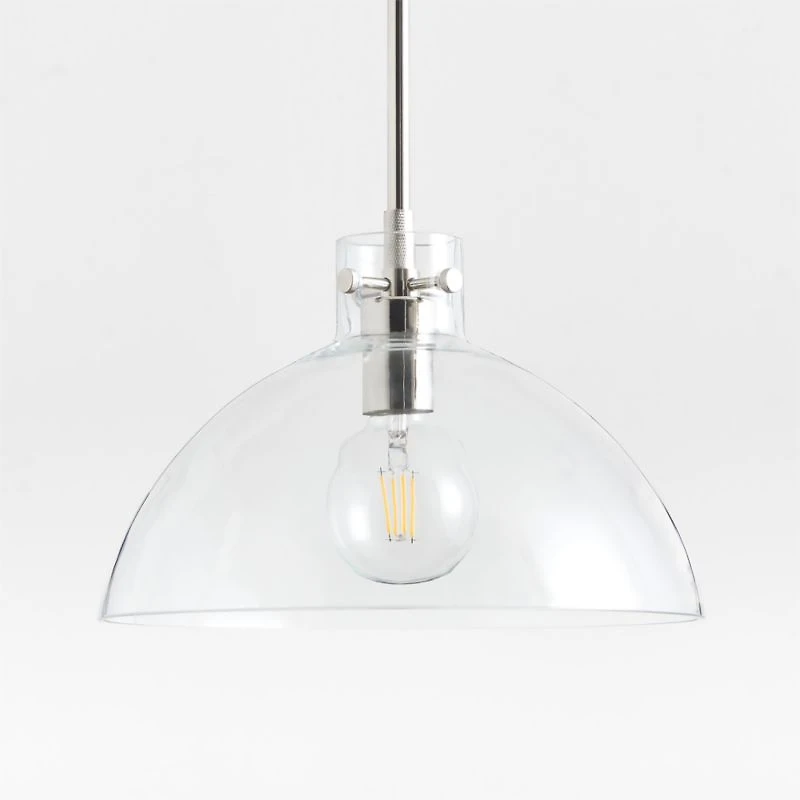 Dakota Chrome Pendant Light with Clear Glass Dome