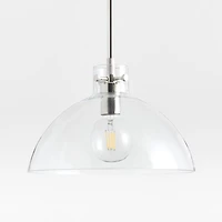 Dakota Chrome Pendant Light with Clear Glass Dome