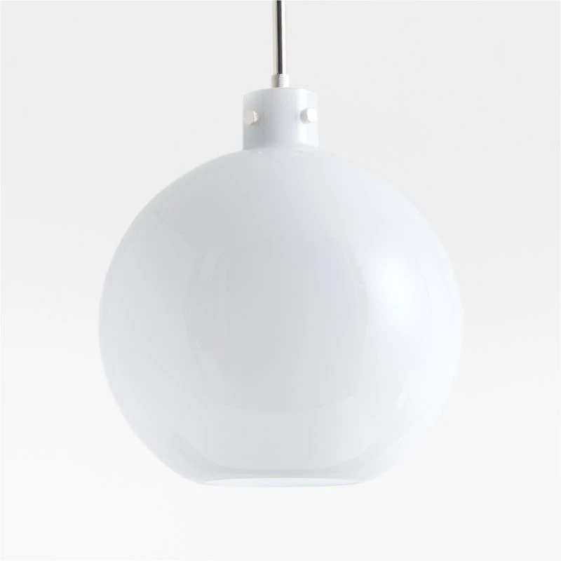 Dakota Chrome Pendant Light with Large Milk White Glass Globe 12.5"