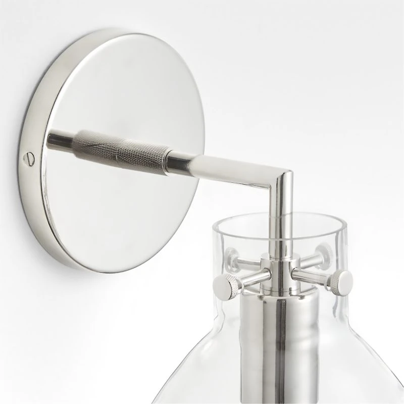 Dakota Chrome Sconce Light with Small Clear Glass Dome