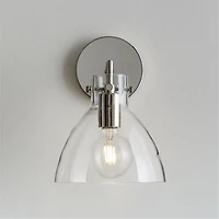 Dakota Chrome Sconce Light with Small Clear Glass Dome