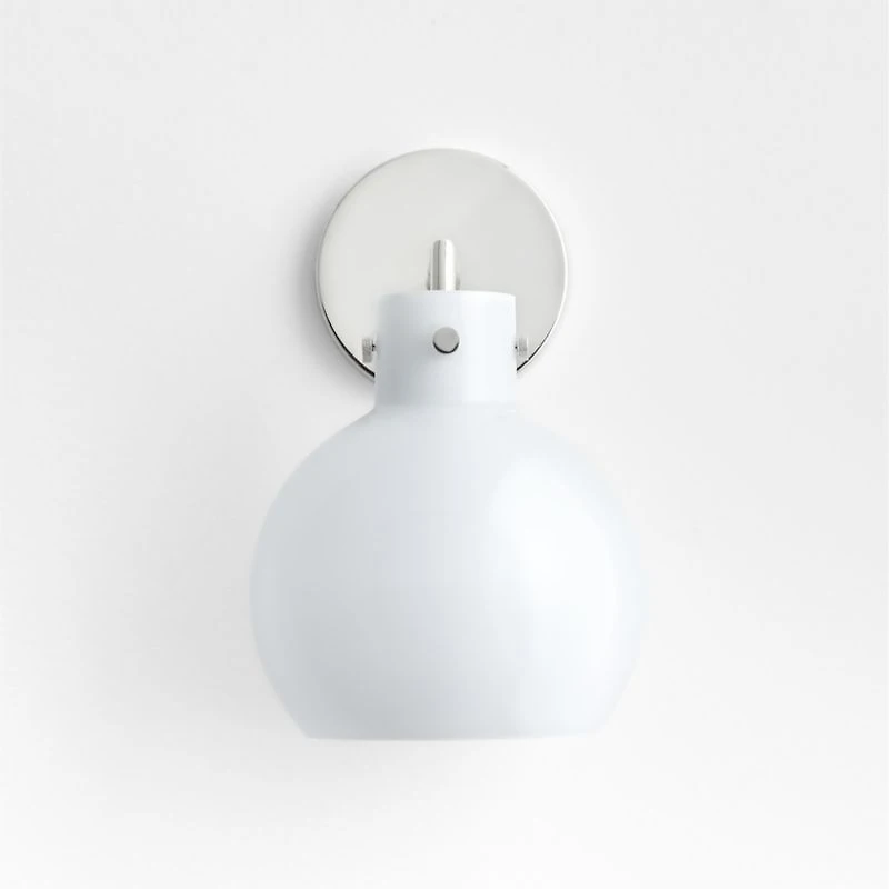 Dakota Chrome Sconce Light with Small Milk White Glass Globe