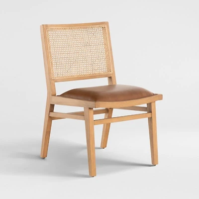 Dalton Leather and Cane Dining Chair