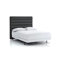 Danielle Queen Channel Headboard Grey Faux Leather