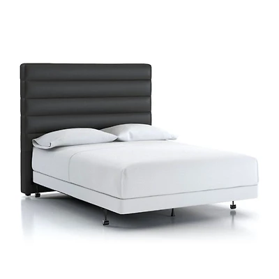 Danielle Queen Channel Headboard Grey Faux Leather