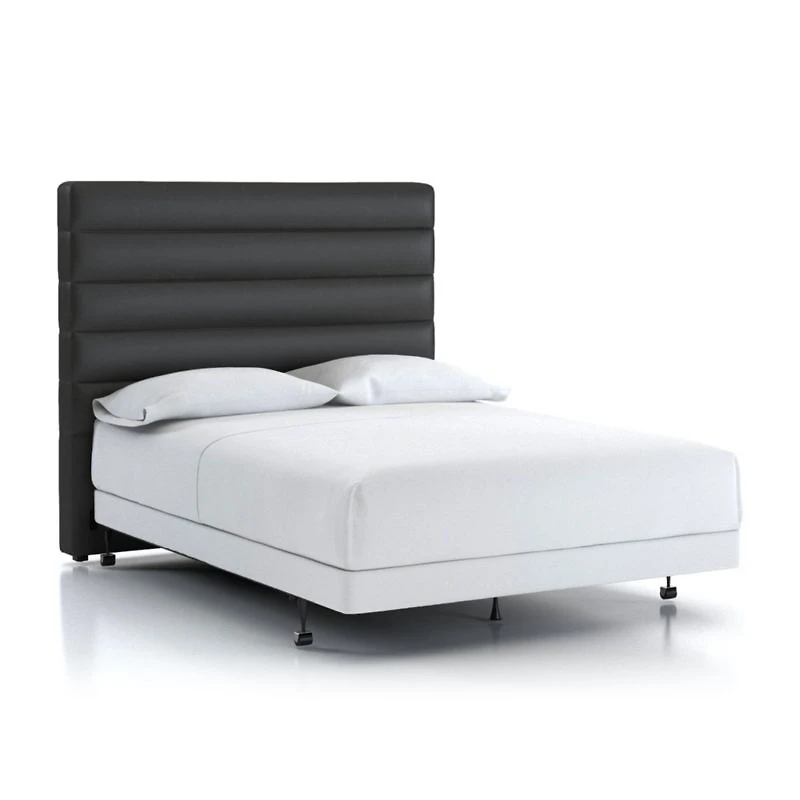 Danielle Queen Channel Headboard Grey Faux Leather