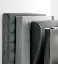 Danielle Queen Channel Headboard Grey Faux Leather