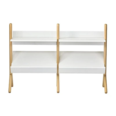 Danish White and Natural Wide Bookcase