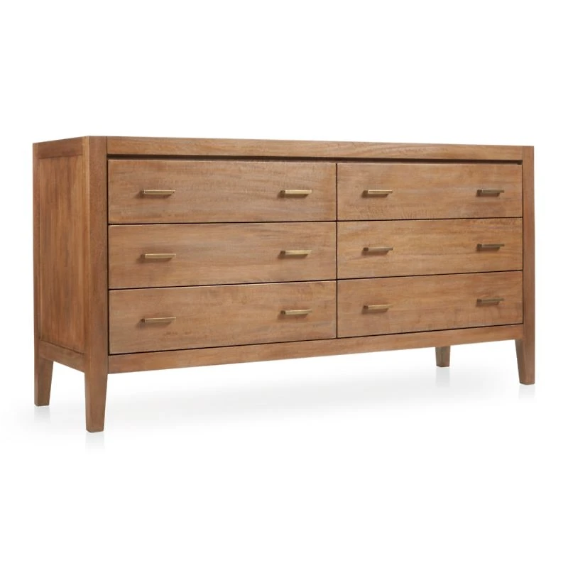 Dawson 60" Light Brown Wood 6-Drawer Dresser