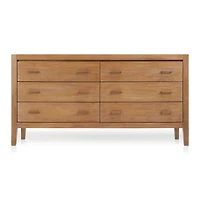Dawson 60" Light Brown Wood 6-Drawer Dresser