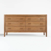 Dawson 60" Light Brown Wood 6-Drawer Dresser