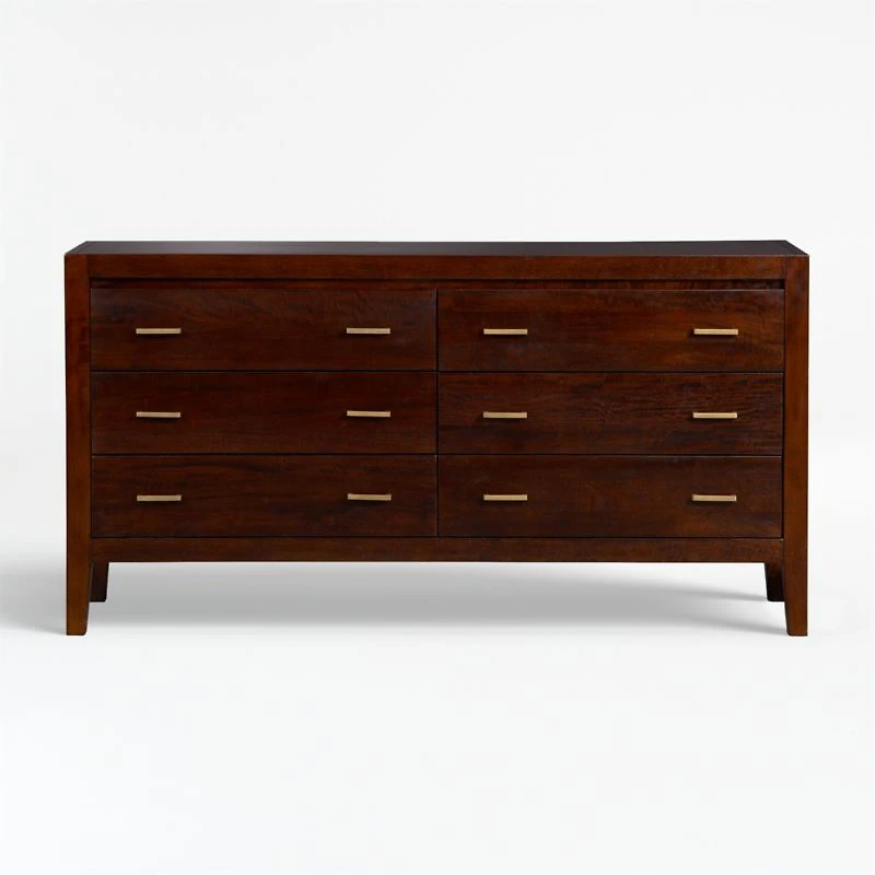 Dawson Dark Brown Wood 6-Drawer Dresser