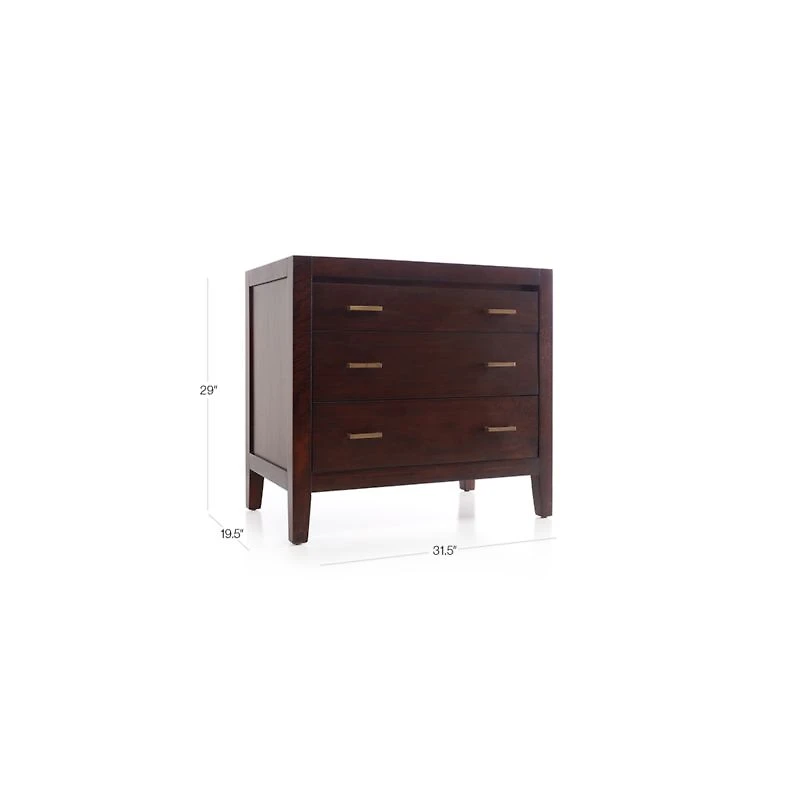 Dawson Dark Brown Wood 3-Drawer Chest