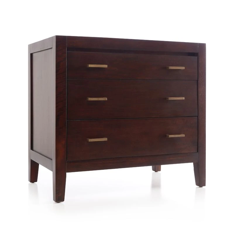 Dawson Dark Brown Wood 3-Drawer Chest