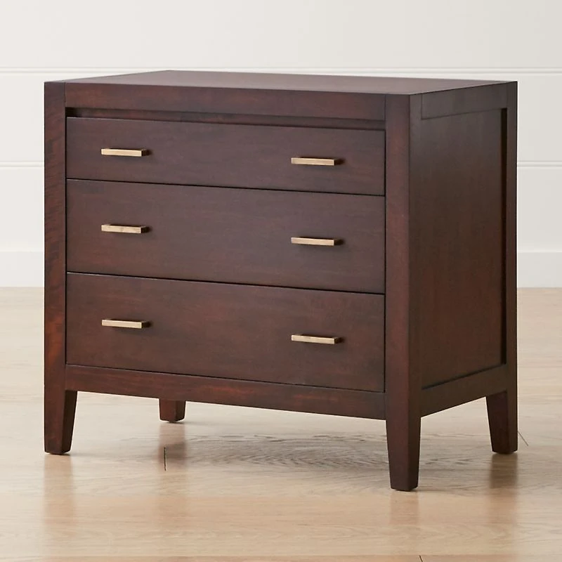 Dawson Dark Brown Wood 3-Drawer Chest
