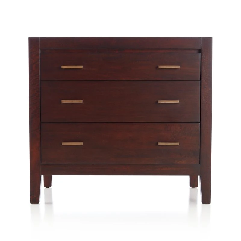 Dawson Dark Brown Wood 3-Drawer Chest