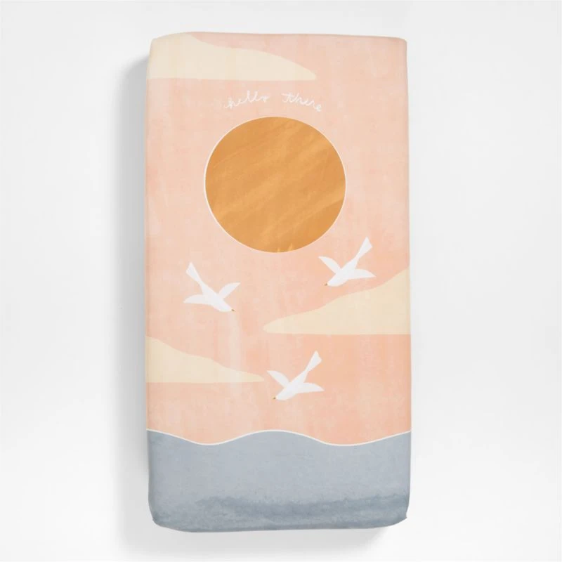 Daytime Print Organic Cotton Baby Crib Fitted Sheet