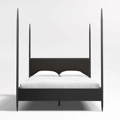 Dearborn Black Four Poster Queen Bed with Upholstered Headboard