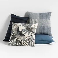 Textured Woven Stripes 20"x20" Blue Indoor/Outdoor Throw Pillow