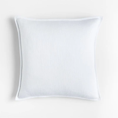 White 20"x20" Laundered Linen Throw Pillow with Feather Insert