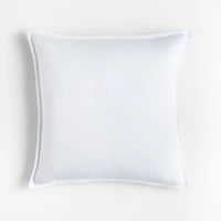 White 20"x20" Laundered Linen Throw Pillow with Feather Insert