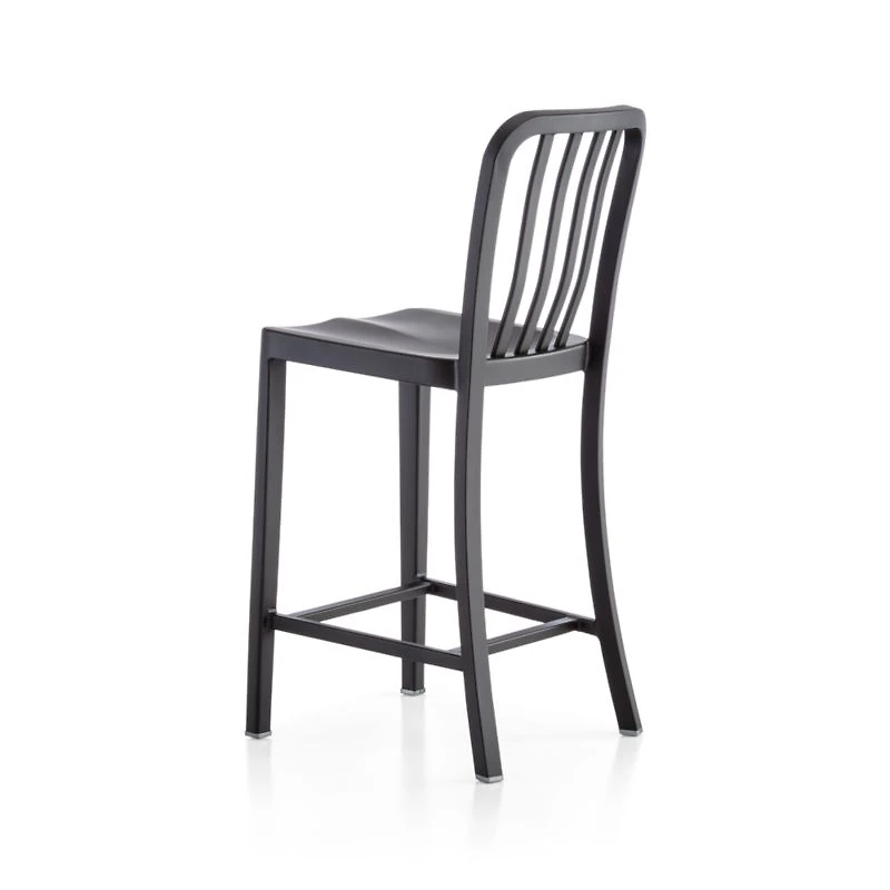 Delta Matte Black Counter Stool with Alloy Grey Cushion