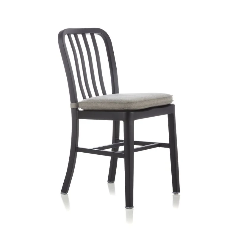 Delta Matte Black Side Chair with Alloy Grey Cushion