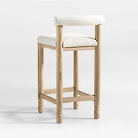 Revival Boucle Oak Counter Stool by Athena Calderone