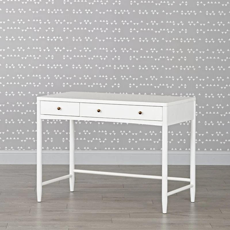 Hampshire White Wood 2-Drawer Kids Desk