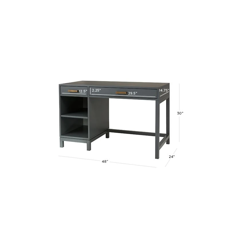Parke Charcoal Wood 2-Drawer Kids Desk