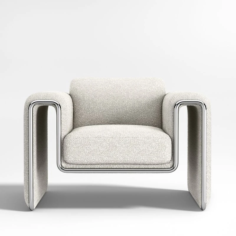 Dessau Boucle Accent Chair with Chrome Frame