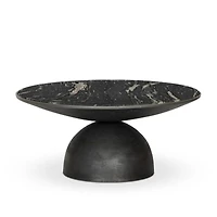 Dev Black Marble and Grey Metal 35" Round Coffee Table