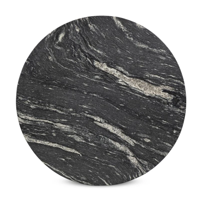 Dev Black Marble and Grey Metal 35" Round Coffee Table