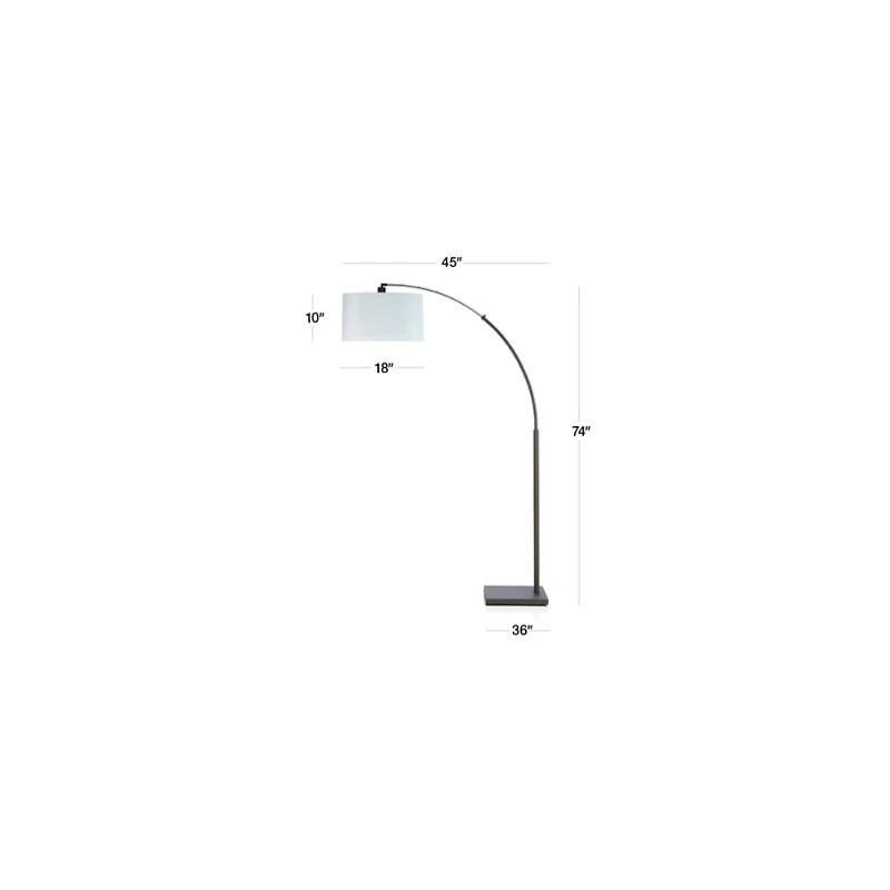 Dexter Arc Floor Lamp with White Shade 74"