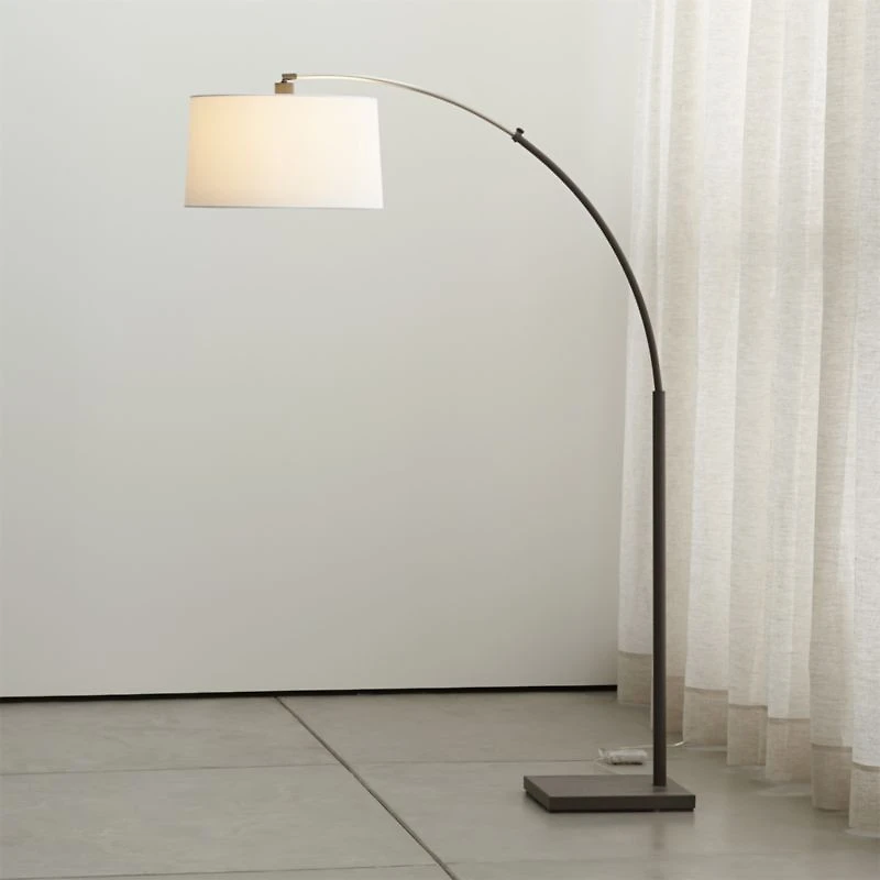 Dexter Arc Floor Lamp with White Shade 74"