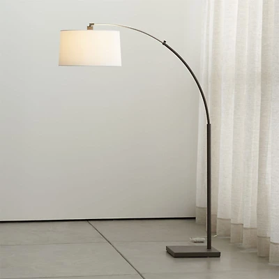 Dexter Arc Floor Lamp with White Shade 74"