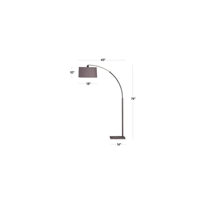 Dexter Arc Floor Lamp with Grey Shade