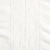 Crisp White Diamond Stitch EUROPEAN FLAX ™-Certified Linen Sheer Window Curtain Panel 52"x84"