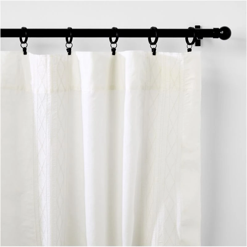 Crisp White Diamond Stitch EUROPEAN FLAX ™-Certified Linen Sheer Window Curtain Panel 52"x84"