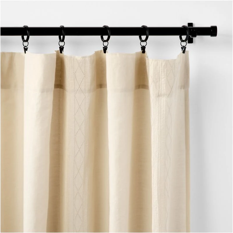 Natural Taupe Diamond Stitch EUROPEAN FLAX ™-Certified Linen Sheer Window Curtain Panel 52"x84"