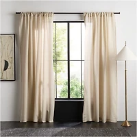 Natural Taupe Diamond Stitch EUROPEAN FLAX ™-Certified Linen Sheer Window Curtain Panel 52"x84"
