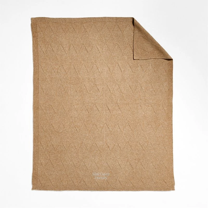 Diamond Knit 70"x55" Camel Tan Throw Blanket