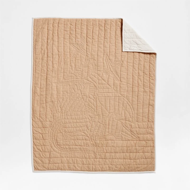 Dino Tower Embroidered Organic Cotton Baby Crib Quilt