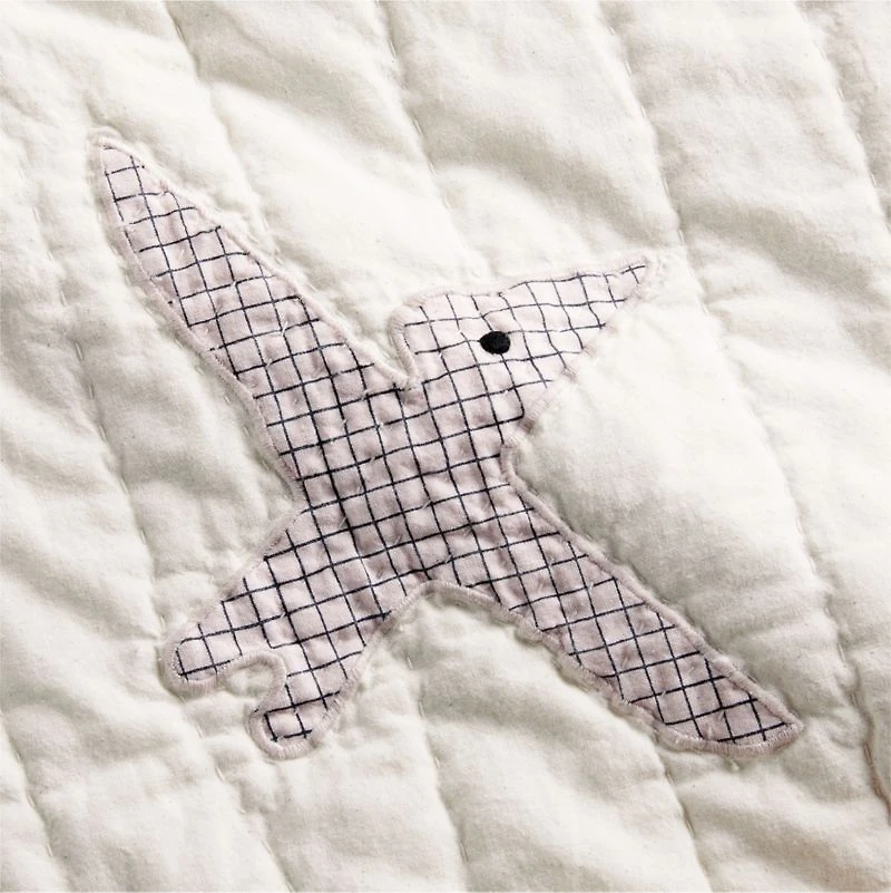 Dino Tower Embroidered Organic Cotton Baby Crib Quilt