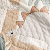 Dino Tower Embroidered Organic Cotton Baby Crib Quilt