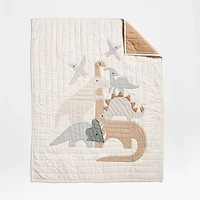 Dino Tower Embroidered Organic Cotton Baby Crib Quilt