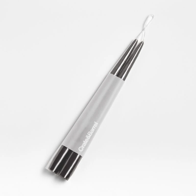 Black 12" Dipped Taper Candles, Set of 2
