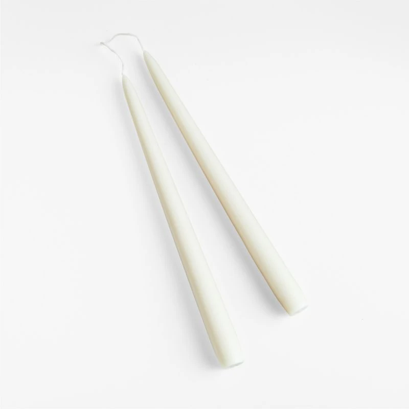12" Dipped Linen Taper Candles, Set of 2