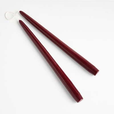 Dipped Burgundy Taper Candles 12", Set of 2